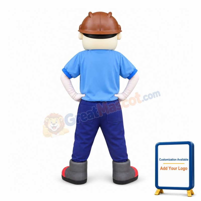 Miner With Glasses Mascot Costume