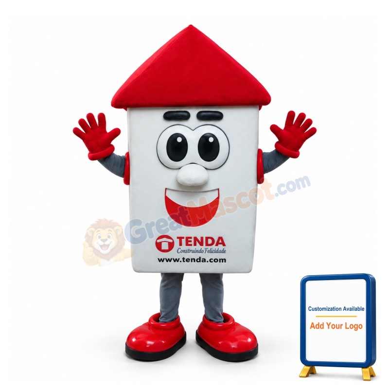 Red & White House Cartoon Mascot Adult Costume