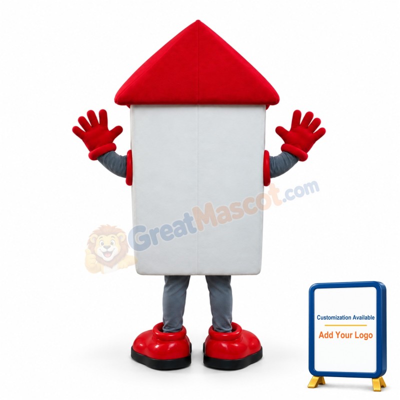 Red & White House Cartoon Mascot Adult Costume
