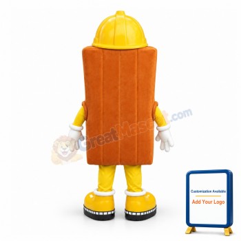 Adult Cartoon Brown Soap With A Yellow Helmet Mascot Costume