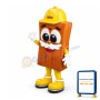 Adult Cartoon Brown Soap With A Yellow Helmet Mascot Costume 