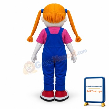 Cute Girl With Blue Glasses Mascot Costume