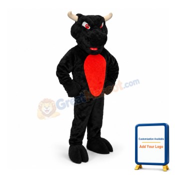 Angry Black & Red Bull Mascot Adult Costume