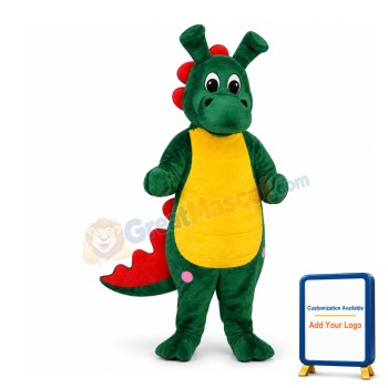 Adult Size Green & Yellow Dinosaur Mascot Costume