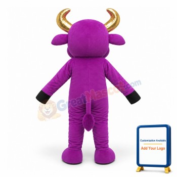 Purple Bull With Golden Horns Mascot Adult Costume