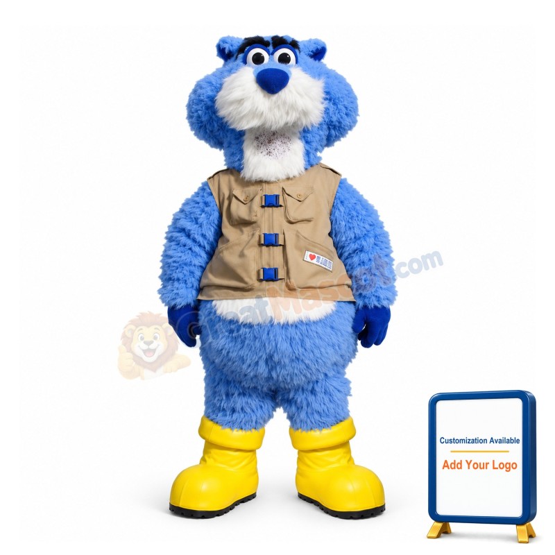 Adult Plush Blue & White Leopard Mascot Adult Costume