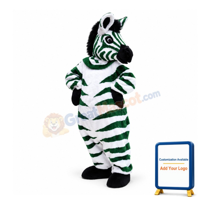 Green Zebra Mascot Adult Costume