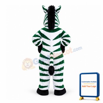 Green Zebra Mascot Adult Costume