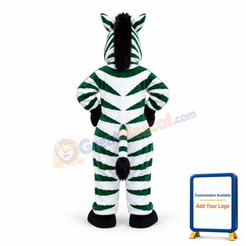 Green Zebra Mascot Adult Costume