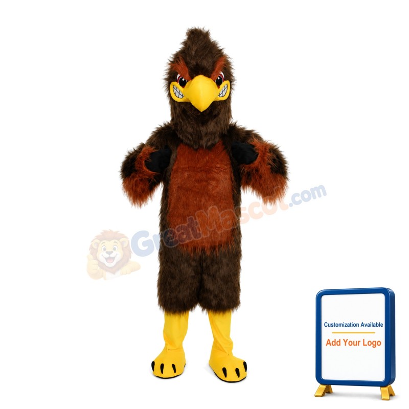 Angry Long Fur Dark Brown Eagle Mascot Costume