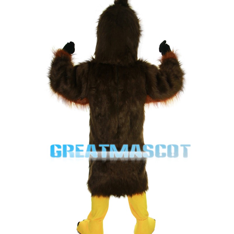 Angry Long Fur Dark Brown Eagle Mascot Costume
