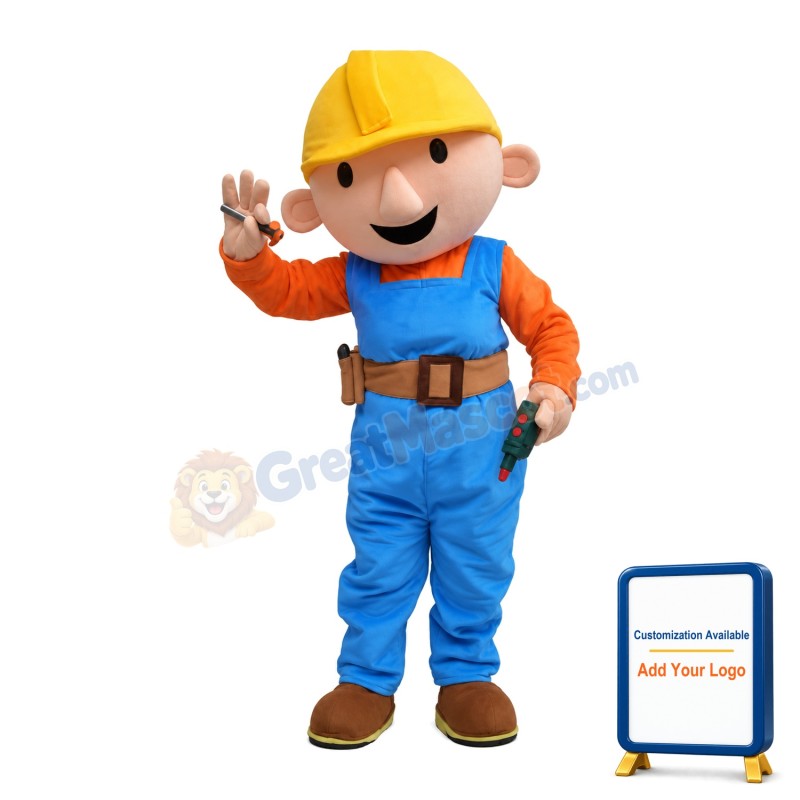 Construction Engineer With Helmet Mascot Costume