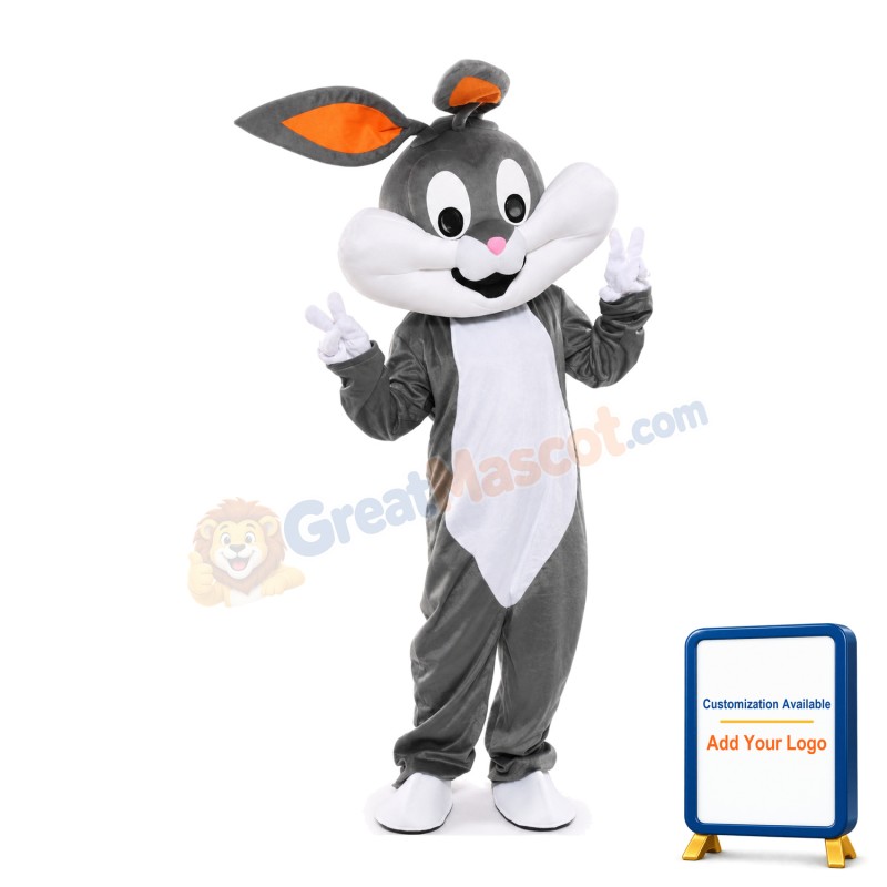 Large Grey & White Rabbit Mascot Costume
