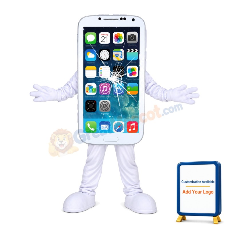 Broken White Phone Mascot Costume