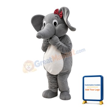 Introverted Grey Elephant Mascot Costume