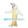 Scholar Rabbit Wearing Yellow Overalls Mascot Costume