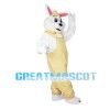 Scholar Rabbit Wearing Yellow Overalls Mascot Costume