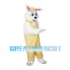 Scholar Rabbit Wearing Yellow Overalls Mascot Costume