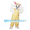 Scholar Rabbit Wearing Yellow Overalls Mascot Costume