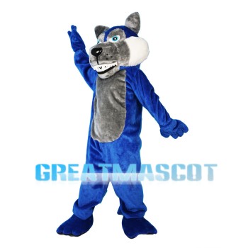 Blue & Grey Wild Wolf Mascot Costume