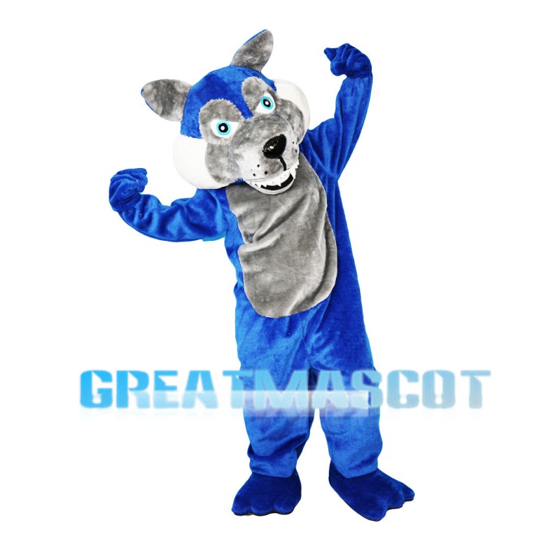 Blue & Grey Wild Wolf Mascot Costume