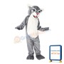Docile Gray & White Tiger Mascot Costume