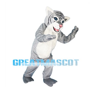 Docile Gray & White Tiger Mascot Costume