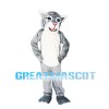 Docile Gray & White Tiger Mascot Costume