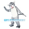 Docile Gray & White Tiger Mascot Costume