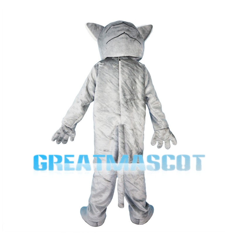 Docile Gray & White Tiger Mascot Costume