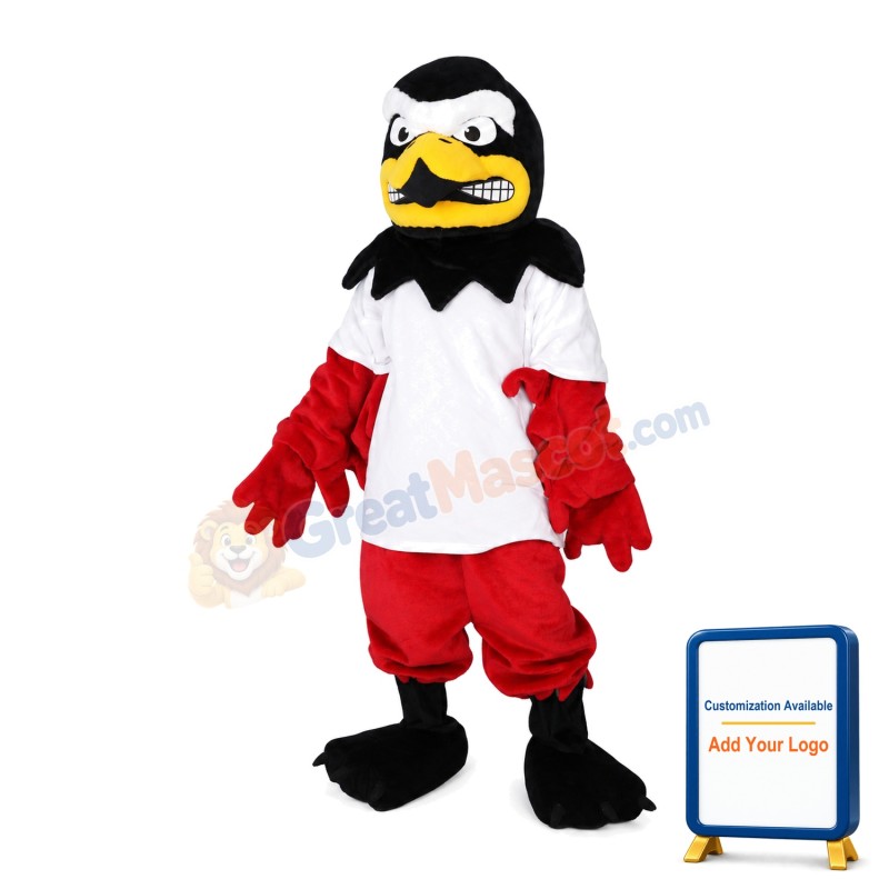 Unpleasant Eagle With Red Wings Mascot Costume