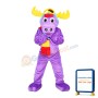 Purple Moose Wearing Colorful Scarf Mascot Costume