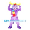 Purple Moose Wearing Colorful Scarf Mascot Costume