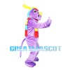 Purple Moose Wearing Colorful Scarf Mascot Costume