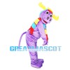 Purple Moose Wearing Colorful Scarf Mascot Costume