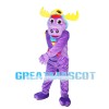 Purple Moose Wearing Colorful Scarf Mascot Costume