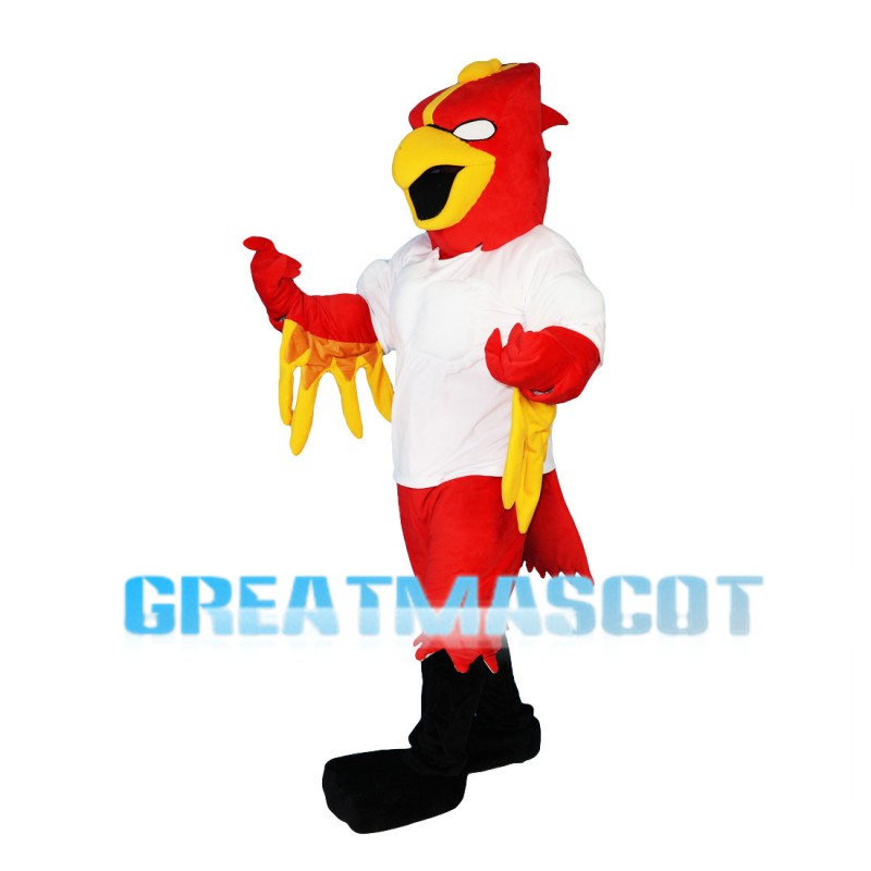 Square Head Red Eagle Mascot Costume