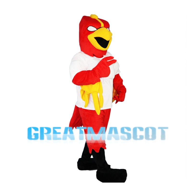 Square Head Red Eagle Mascot Costume