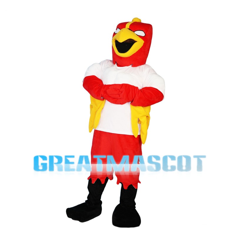 Square Head Red Eagle Mascot Costume