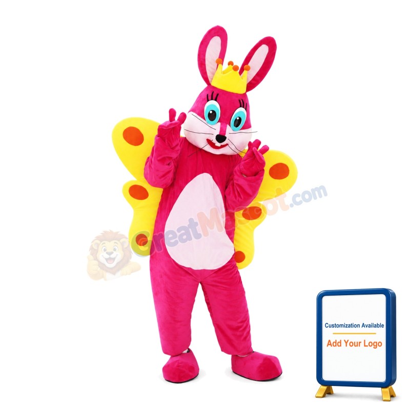 Crown Rabbit With Butterfly Wings Mascot Costume