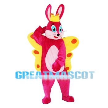 Crown Rabbit With Butterfly Wings Mascot Costume