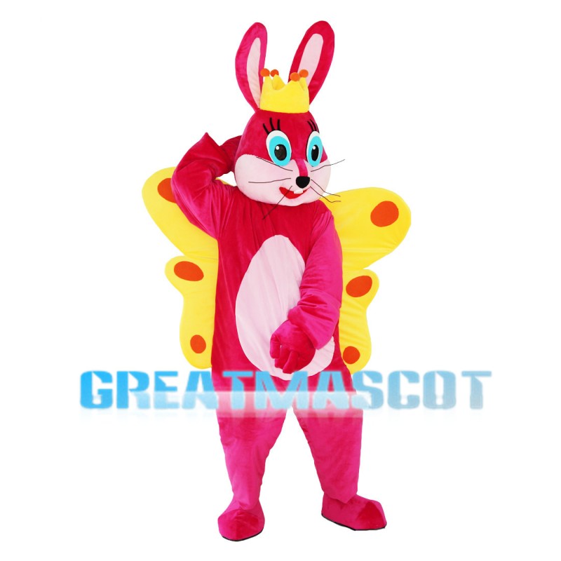 Crown Rabbit With Butterfly Wings Mascot Costume