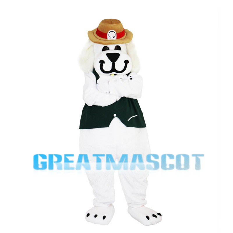 Plush Dog With Brown Hat Mascot Costume