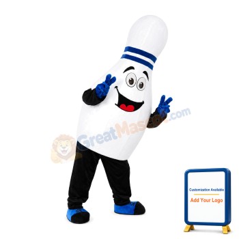 White Bowling Ball Bottle Mascot Costume