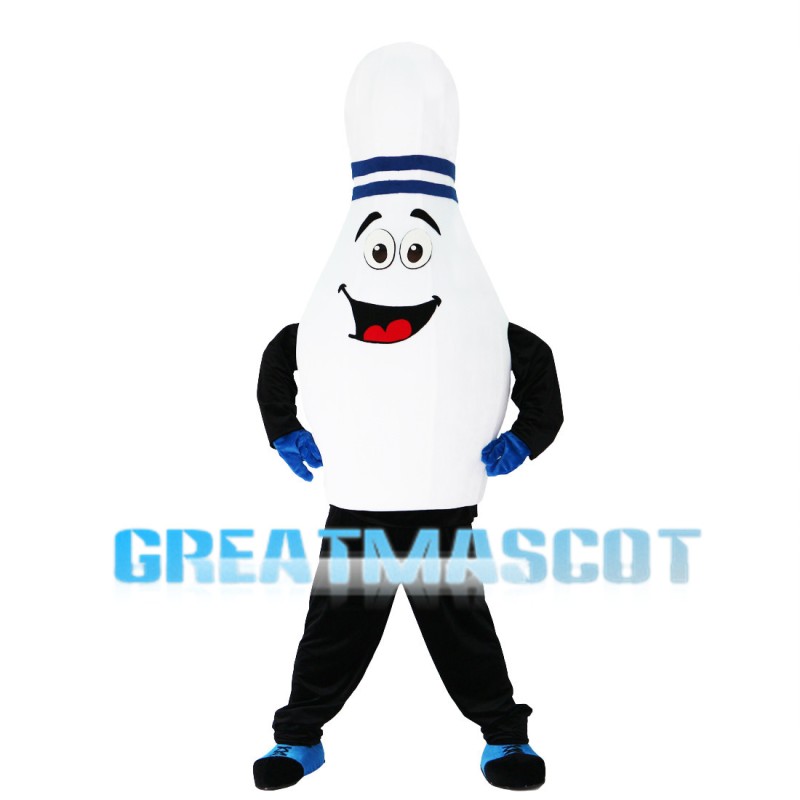 White Bowling Ball Bottle Mascot Costume