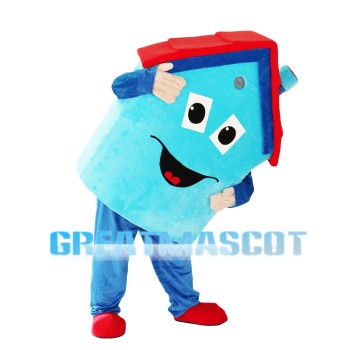 Blue House With Red Roof Mascot Costume