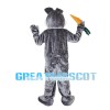 Grey Rabbit Eating Carrot Mascot Costume