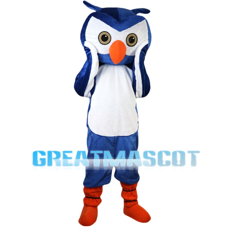 Big Nose Blue Owl Mascot Costume