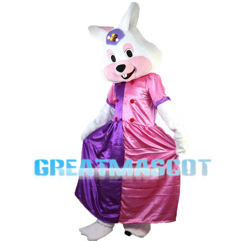Elegant Rabbit With Pink Purple Dress Mascot Costume