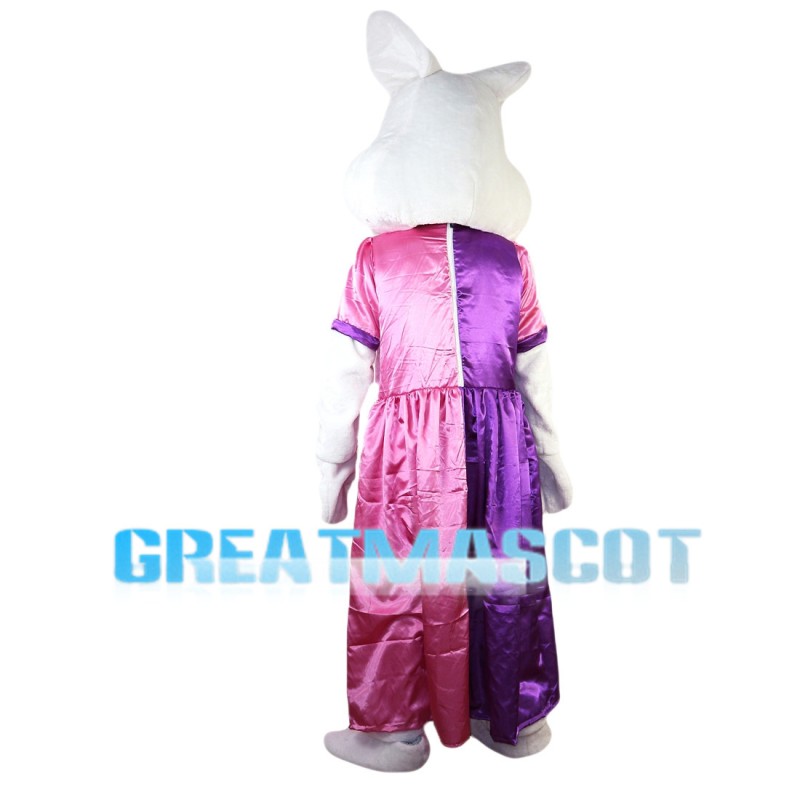 Elegant Rabbit With Pink Purple Dress Mascot Costume